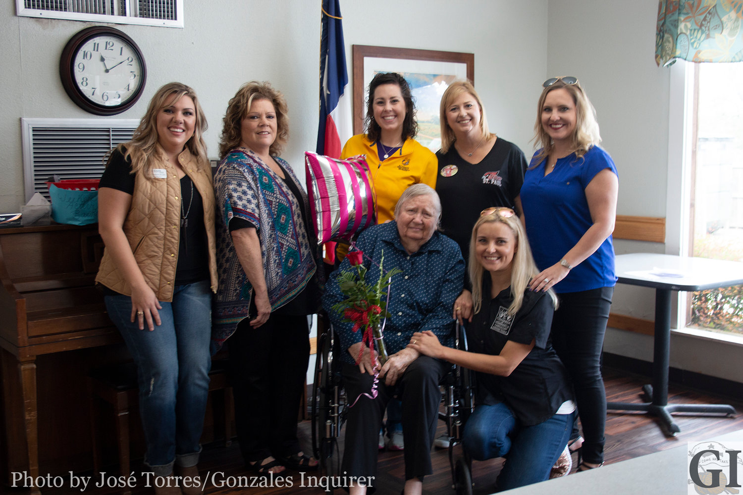 The Come and Take It Committee announced Mary Bea Arnold (pictured with her flowers and a rose) as this year’s Parade Marshal.