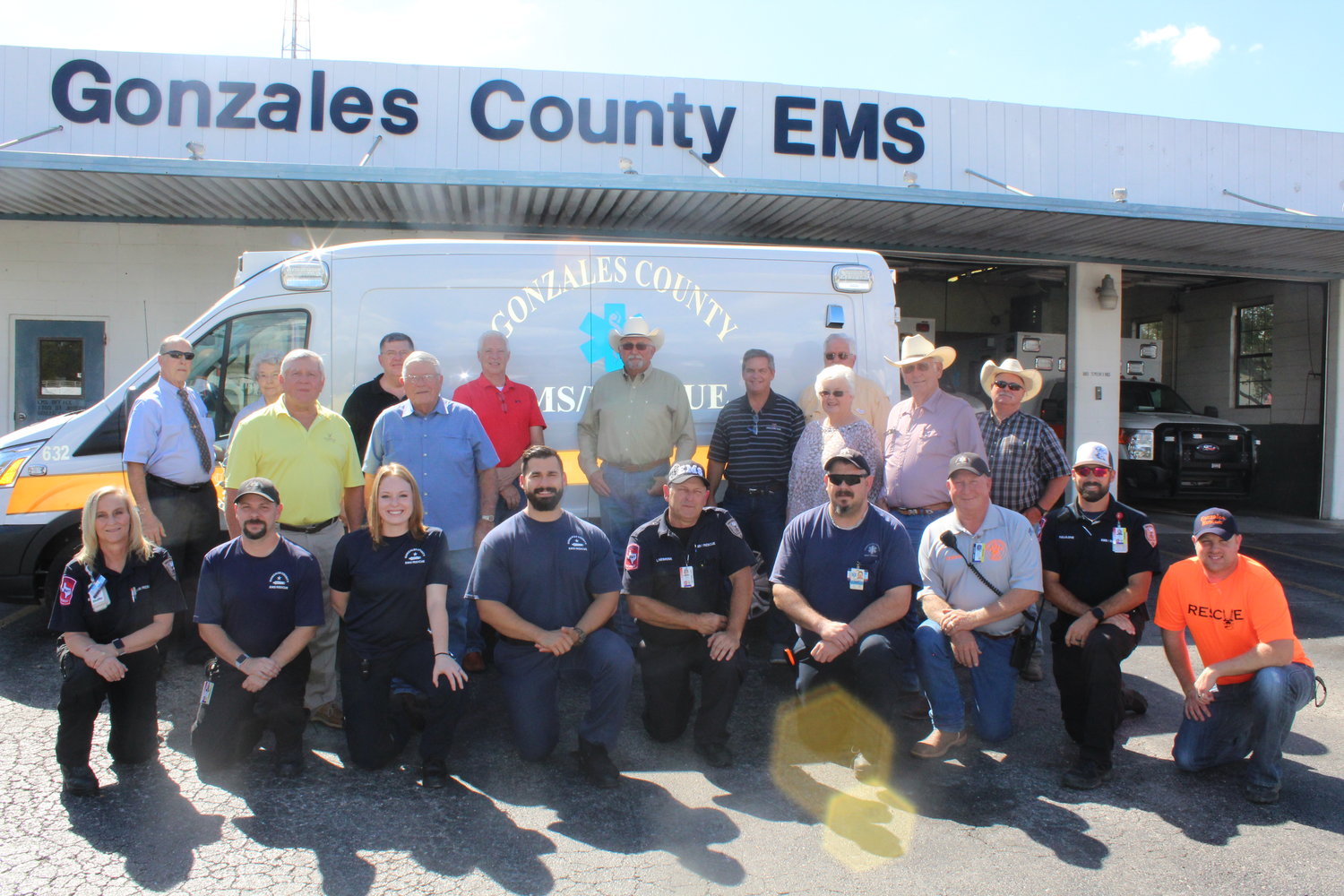 The Gonzales County Health Foundation recently donated a new 2018 transport ambulance ($66,250) and $20,000 towards new communication equipment to the Gonzales County Emergency Medical Services(EMS) and Rescue teams. Pictured in front of the new ambulance are members of EMS, Rescue and Gonzales County Health Foundation board members.