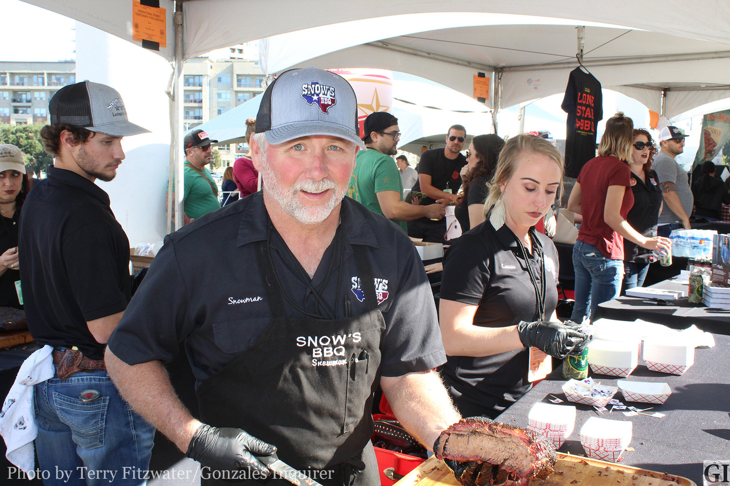 Kerry Bexley, the owner of Snow’s BBQ in Lexington, Texas shows off his world famous brisket.