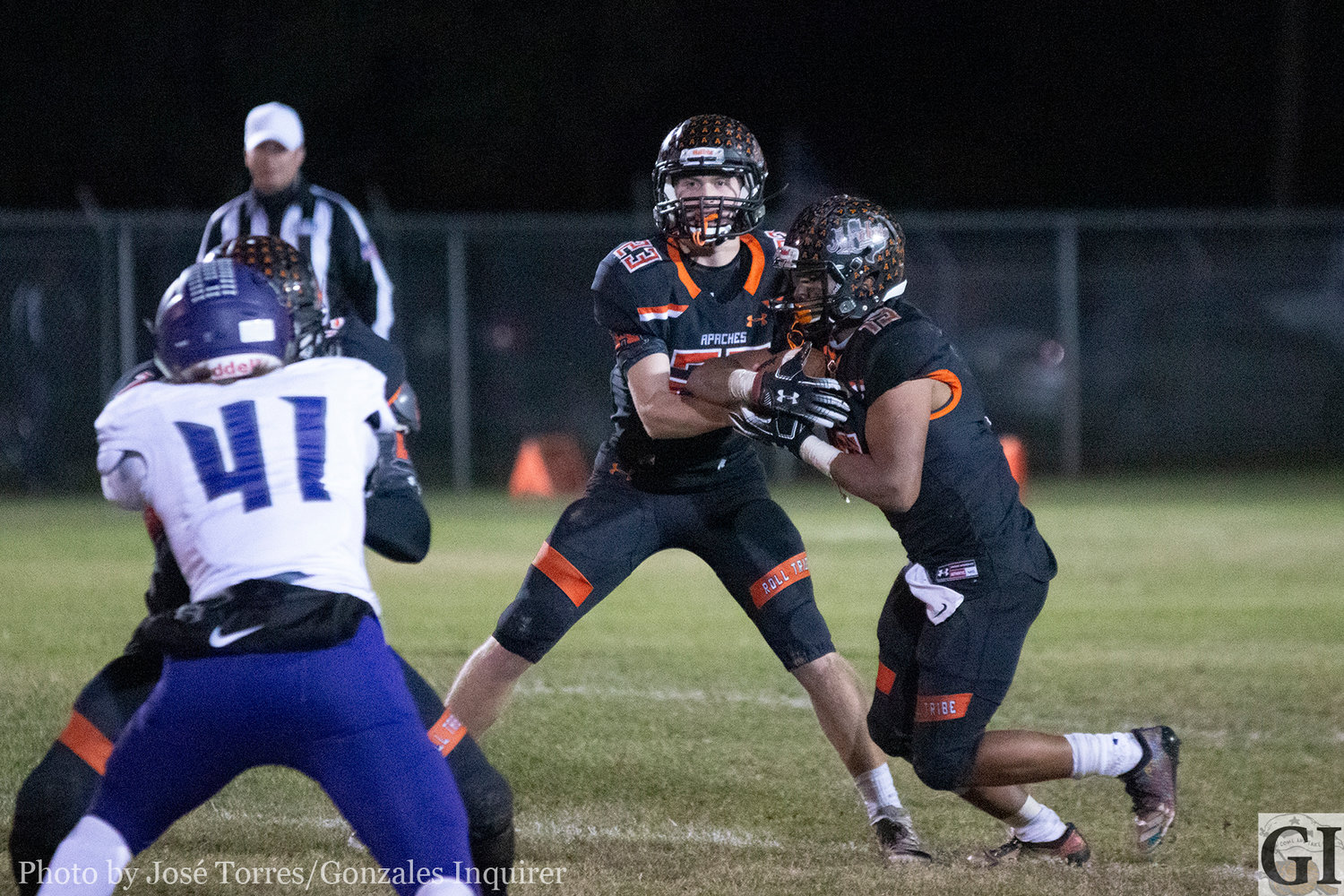 Behind the stout Gonzales Apache line, the offense had no trouble rushing the ball with Heath Henke at quarterback at James Martinez taking the bulk of the carries in Gonzales' 35-28 upset win over Boerne.