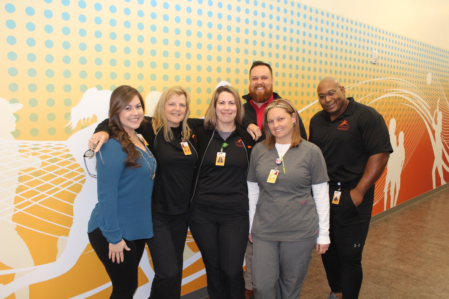 Thrive management and staff are operating one of Gonzales’ most-important community assets. Pictured are: Melissa Collazo, Robin Tinsley, Belle Ducote, Jennifer Scott, Dewey Smith and Cedric Nichols.