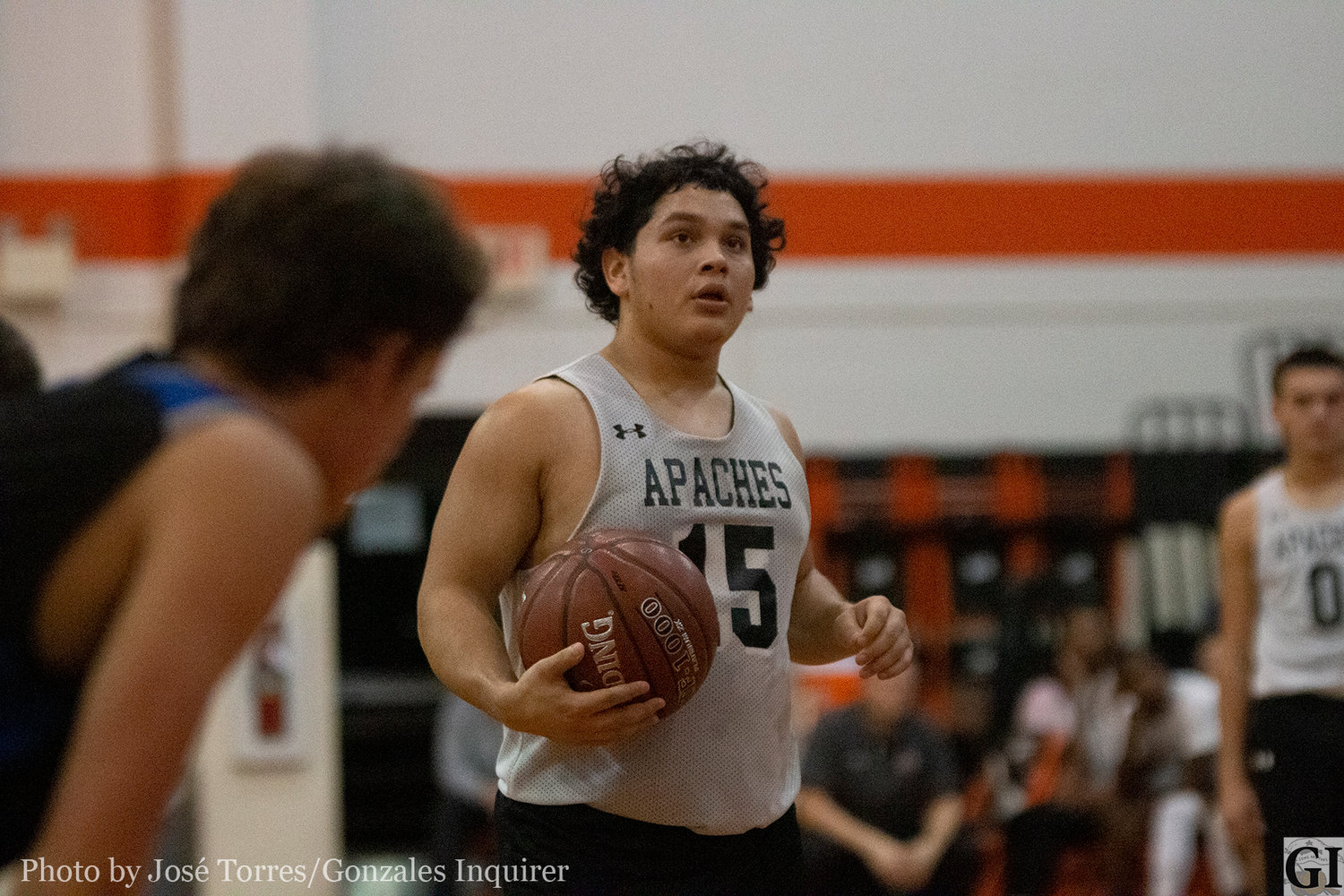 José Niño attempts a free-throw in Gonzales’ 84-39 loss last Friday against Cedar Creek. Niño had 10 points, two assists, two rebounds and a steal.