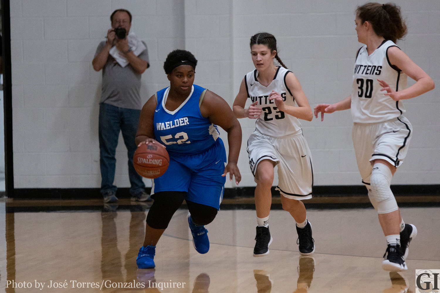 Brejhai Montgomery (52) had a team-leading seven points before exiting the game early in the fourth quarter with an apparent leg injury. Waelder lost 71-15 to the Moulton Kittens who are currently ranked fourth in Class 1A girls basketball.