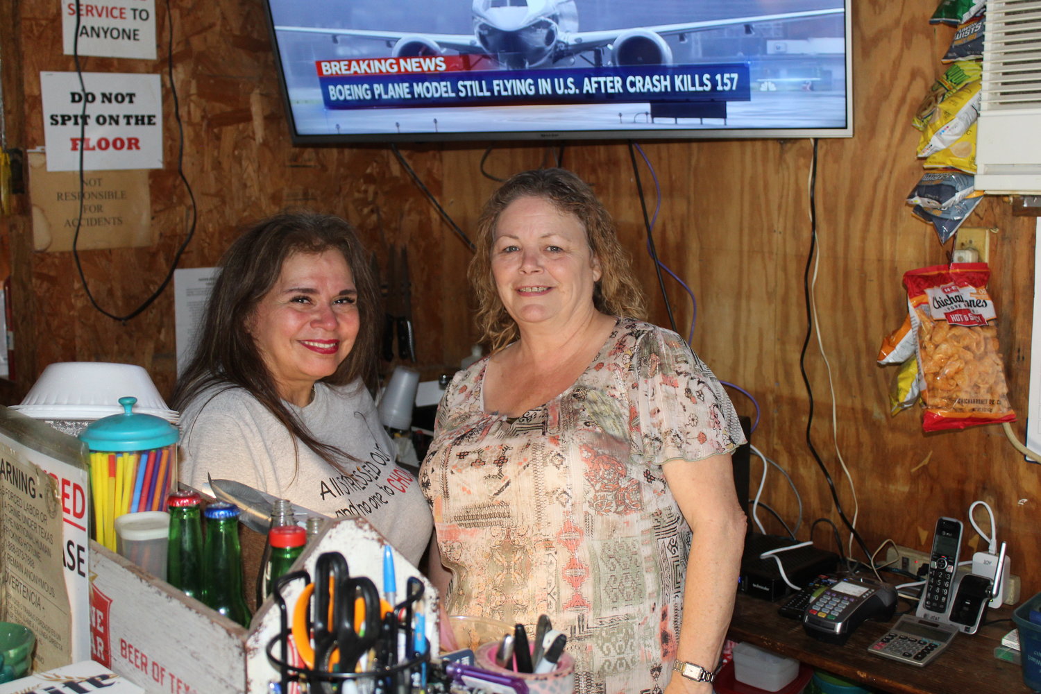 Rosie Brown of Gonzales has purchased Boomers Sports Bar and changed the name to Spanky’s, the nickname of her husband Keith. Pictured are Elvira Heinemeyer and Rosie Brown.
