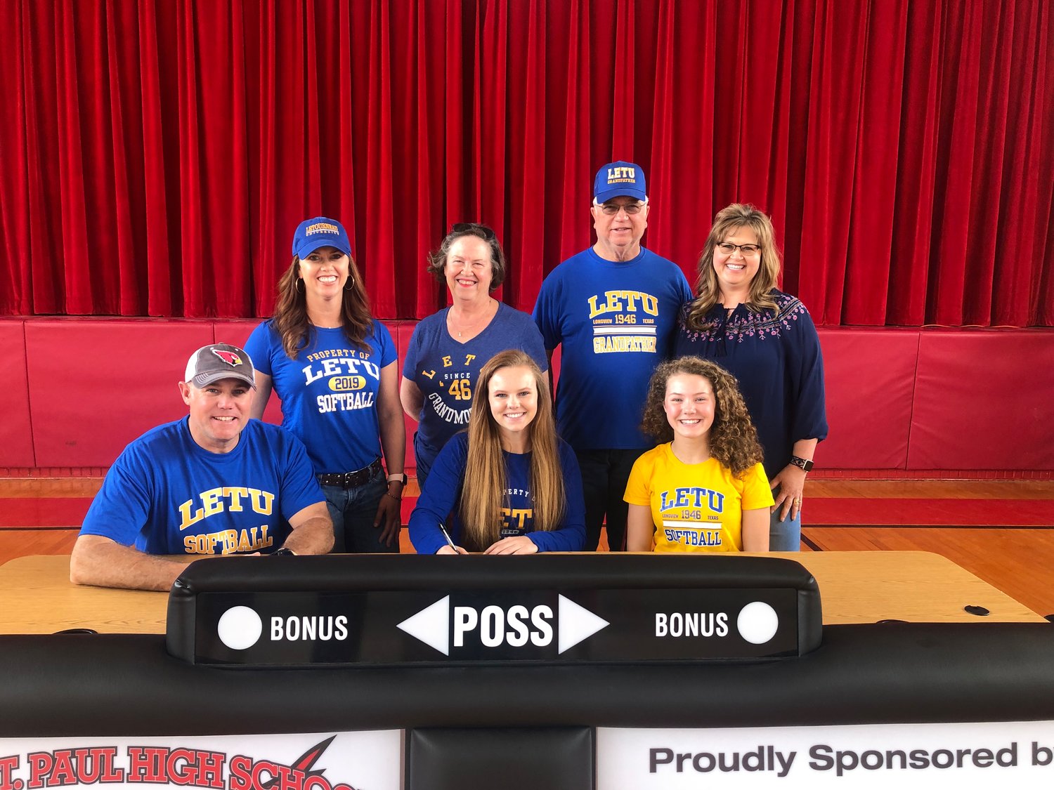 Sadie Morgan signed her letter of intent to play softball at LeTourneau University in Longview. Pictured are her parents Bobby and Rebekah Morgan, grandparents, Tom and Pam Lester, sister and teammate Grace Morgan and aunt Sarah Miller.
