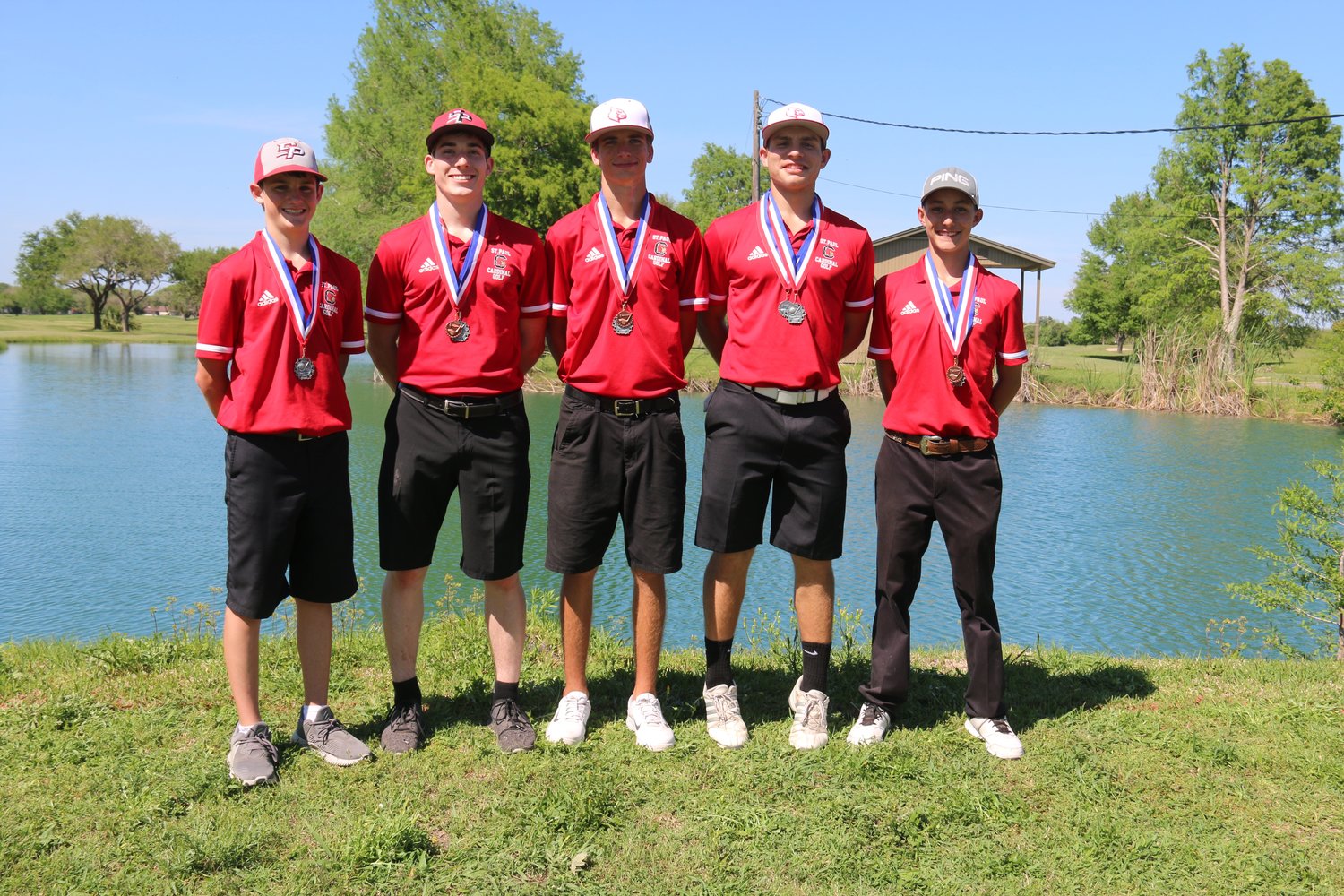 On the boys team are (from left) Braden Clampit, Carson Reese, Walker Jackson, Cole Brown and Cody Hollenbach.