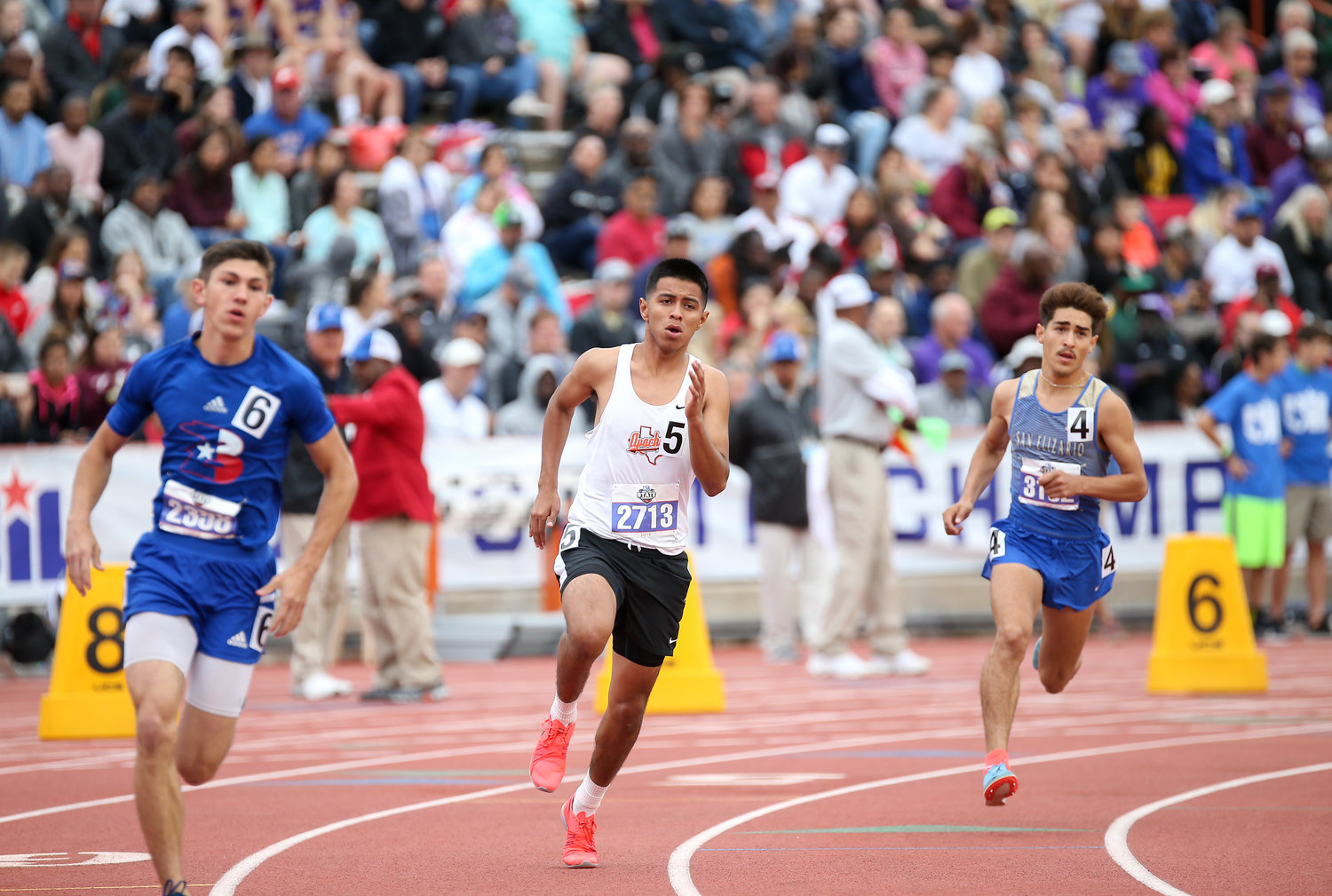 Antonio Hernandez of Gonzales High School runs in the Class 4A boys 800-meter run at the UIL State Track and Field Meet on Saturday, May 11, 2019 at Mike A. Myers Stadium in Austin, Texas.