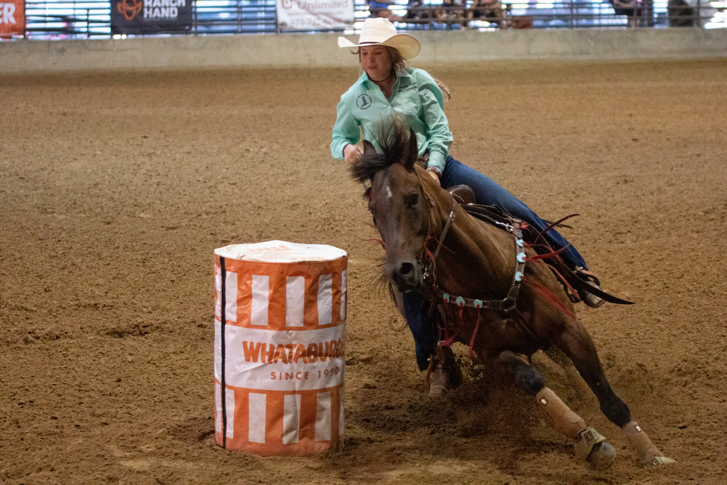 The Texas Youth Rodeo Association finals are at J.B. Wells Arena this week with young cowboys and cowgirls competing to finish out the summer on top. Pictured is Harwood’s Lauren Stone who is scheduled to perform in three different events.