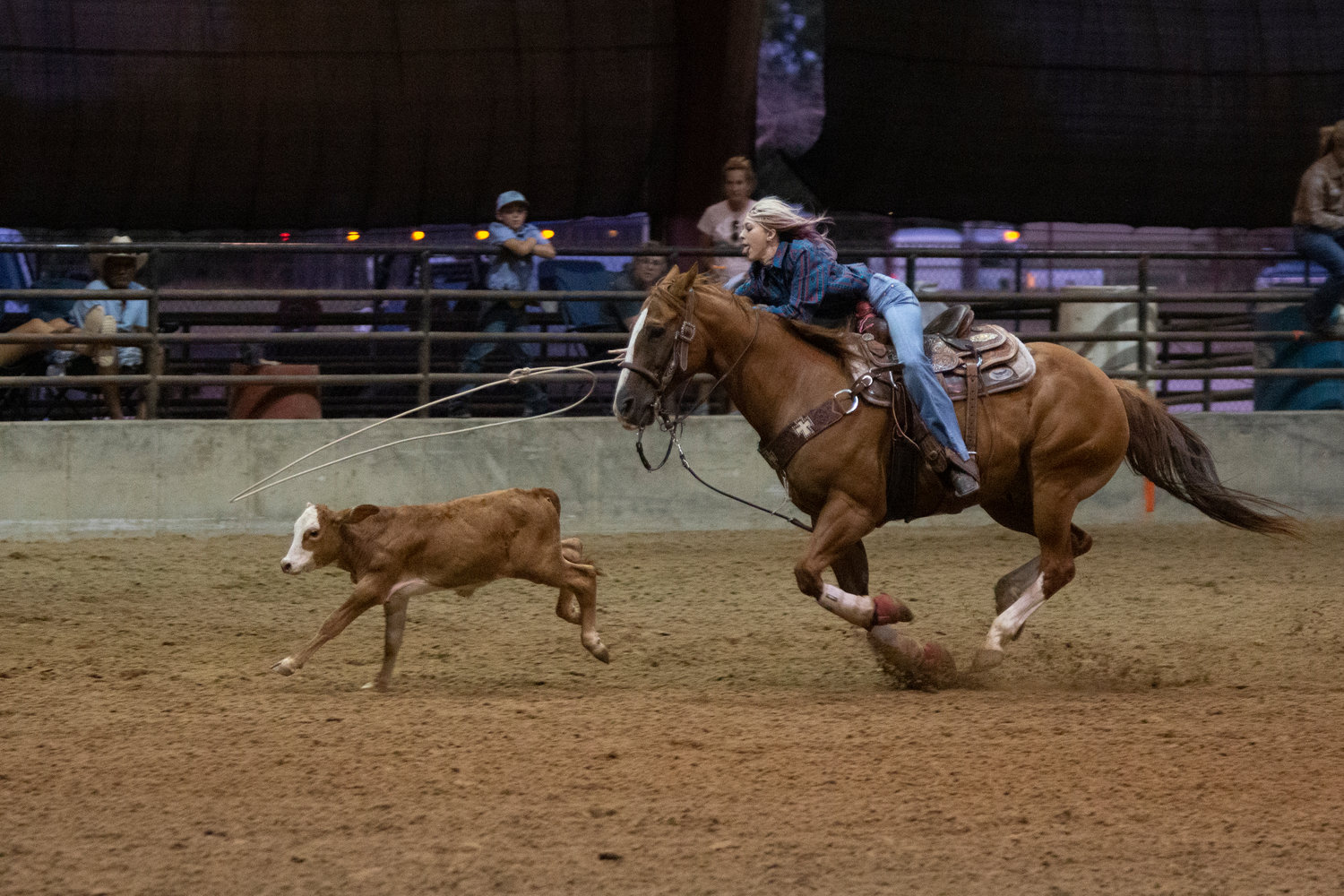 Luling’s Emma Knox competed in junior ribbon roping, junior team roping and junior girls breakaway on Tuesday at the Texas Youth Rodeo Association finals at J.B. Wells Arena. Knox is one of seven athletes competing this week in the youth rodeo finals.