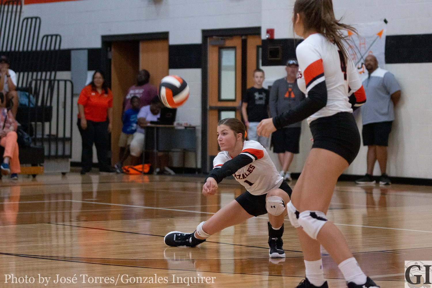 Sam Barnick gets down for a dig.