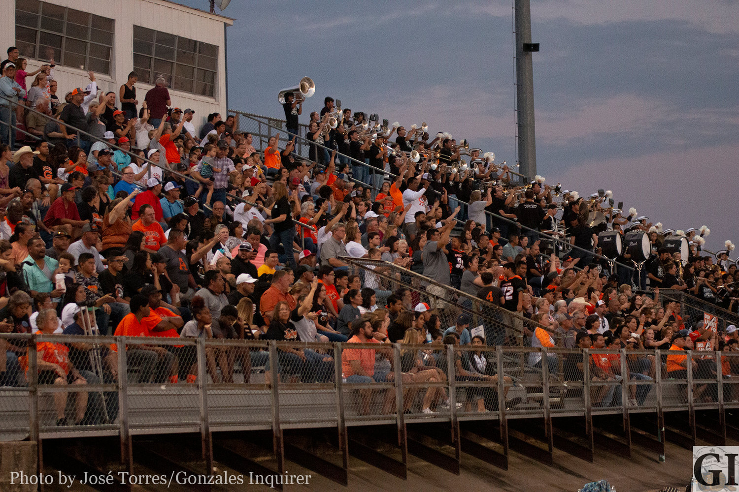 Gonzales Apache fans filled up the away stands in Gonzales' 27-25 victory over Yoakum at Bulldog Stadium.