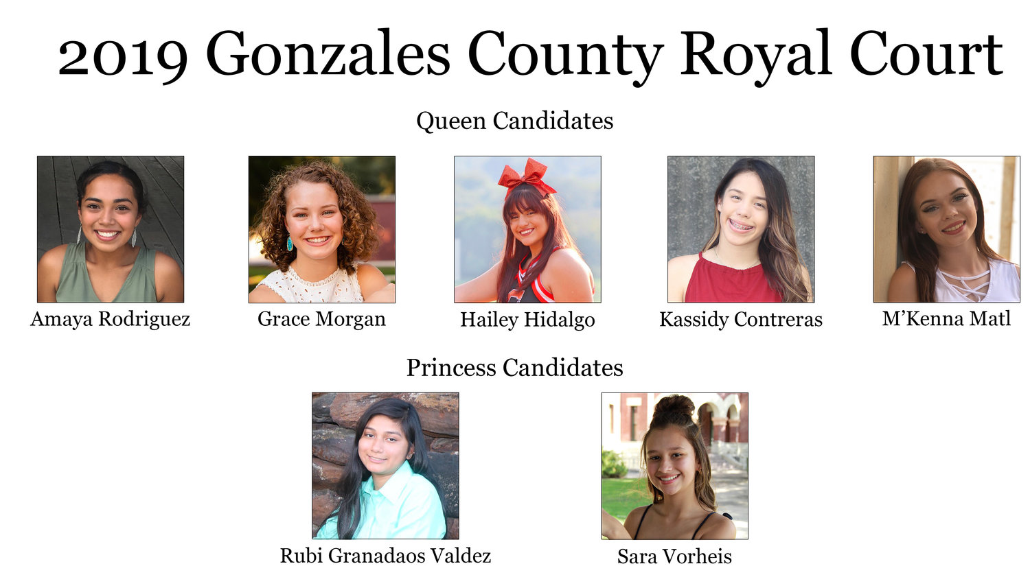 Pictured are the candidates for queen and princess.
