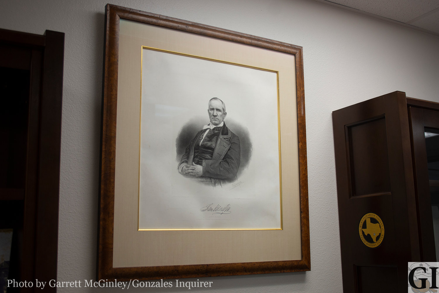 This lithograph of Sam Houston donated by Rex Bushong is one of three known to exist.