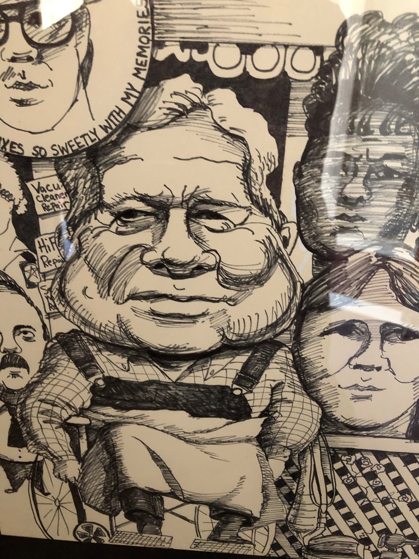 A sketch of Leon Netardus, by local artist Ida Harless McGarity, from his 1990 role in Horton Foote’s “Tender Mercies” can be found hanging in the Crystal Theatre.