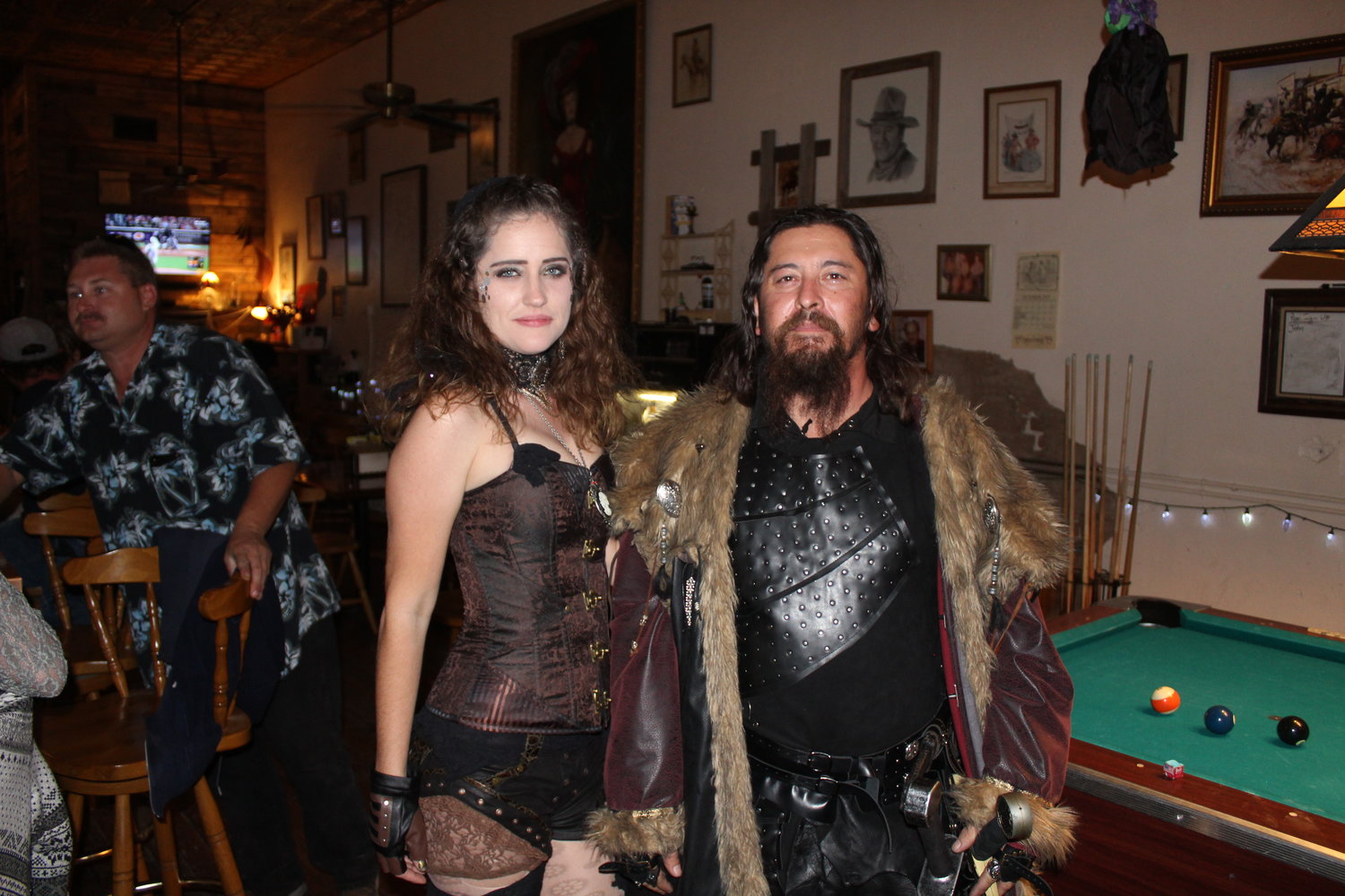 On the left is Jess Clayton who was awarded first place in the 2019 costume contest, on the right is Eric Flores who won the previous year’s contest. 