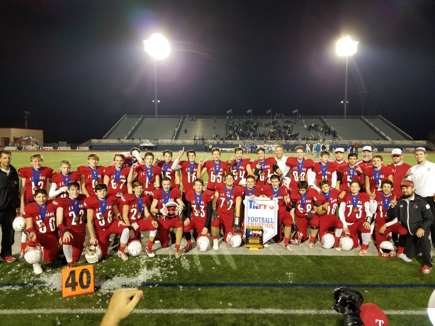 Shiner St Paul knocked off their rivals Hallettsville Sacred Heart 20-16 to capture their fourth title in five years, their eighth in school history.