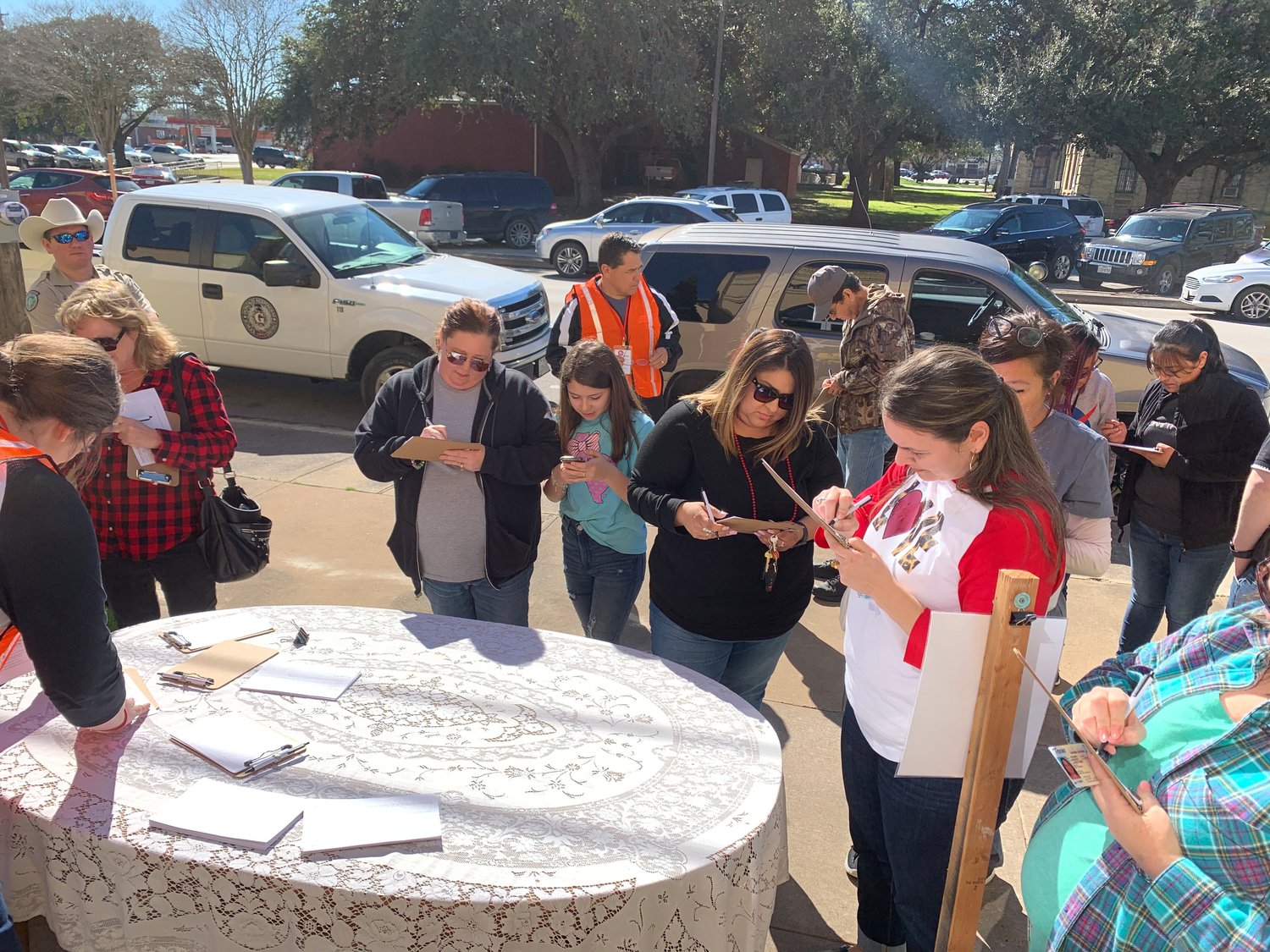 Gonzales ISD underwent an intruder drill last Friday at Gonzales Junior High with the help of students and parents who volunteered their time to conduct the procedure.