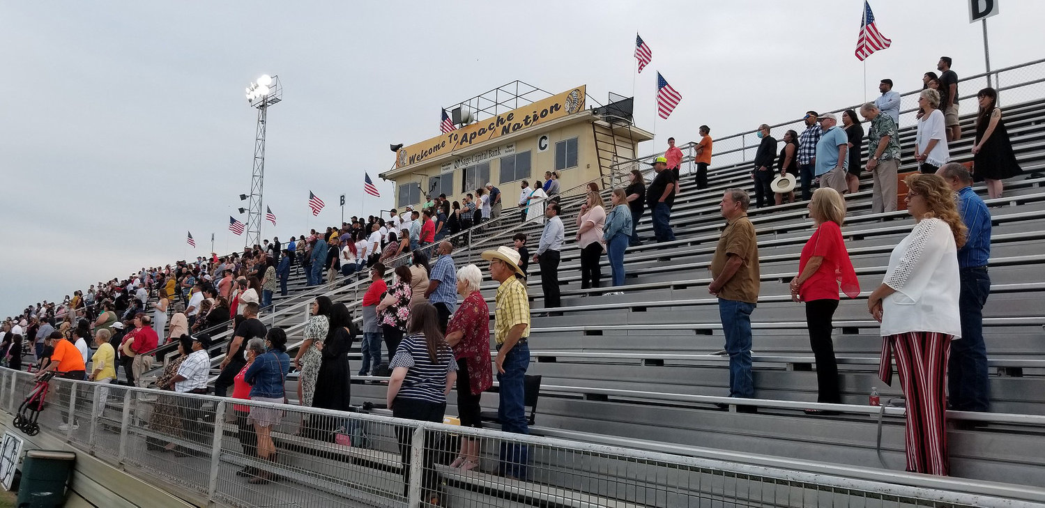 The crowd was limited and seated according to COVID-19 guidelines Friday night at the Gonzales High School graduation ceremony.