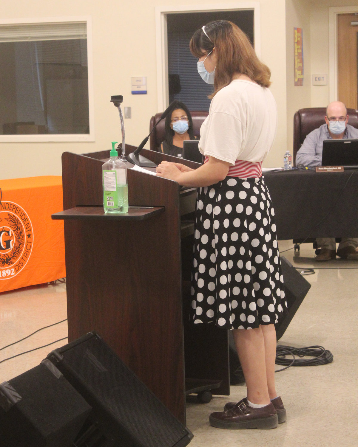 Gonzales High School Student Arabella Reyna addresses the GISD Board of Trustees