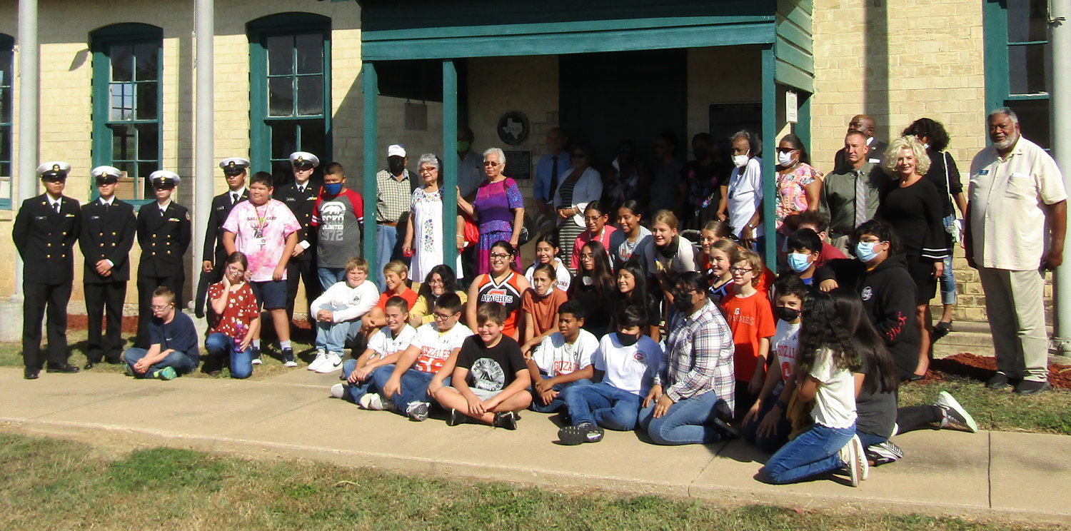Texas History scholars from Gonzales Junior High School were able to take part in the Riverside School Texas Historical Commission marker dedication ceremony and then tour the old school grounds and museum inside.
