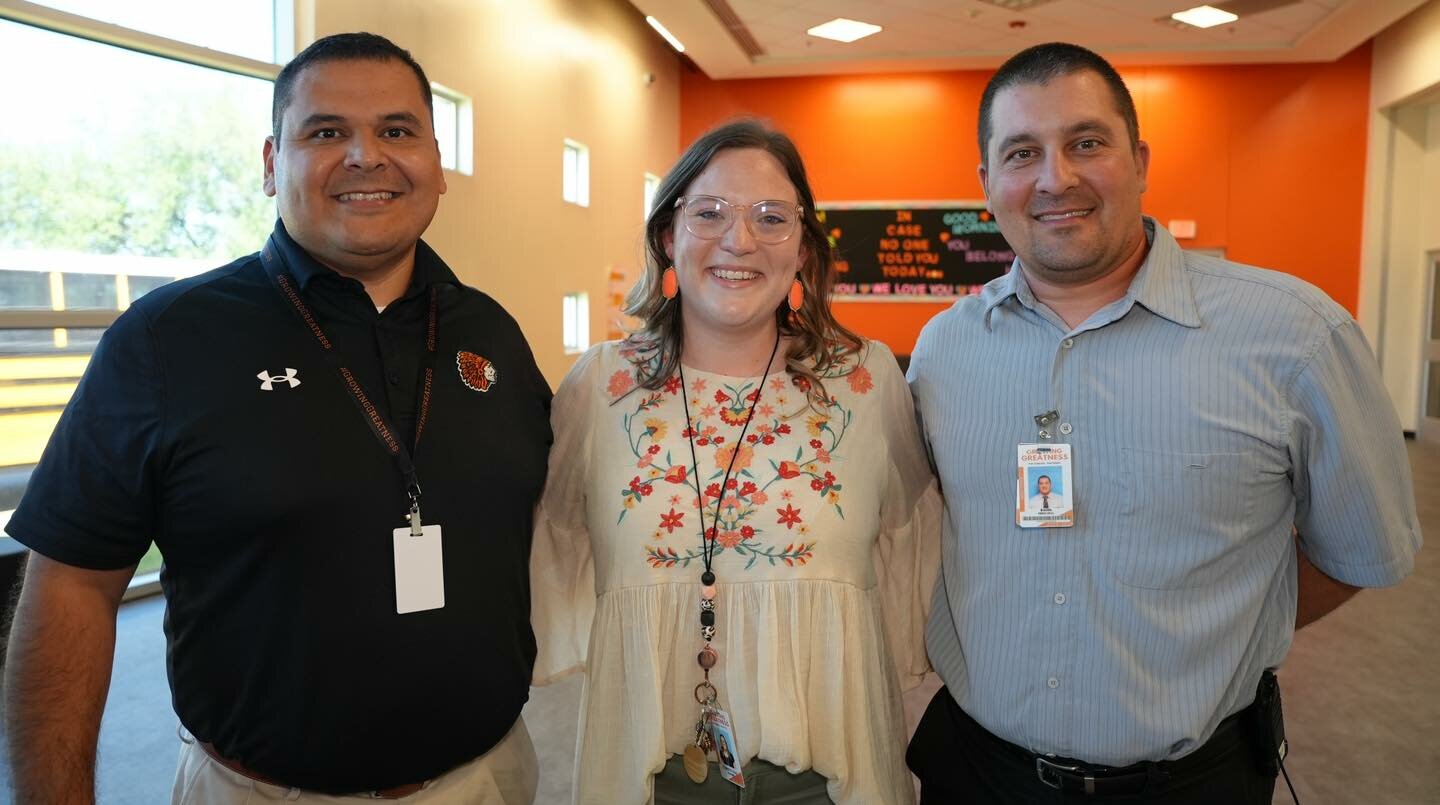 Dr. A with Gonzales High School Teacher of the Year Christy Day and Principal Jon Basha.