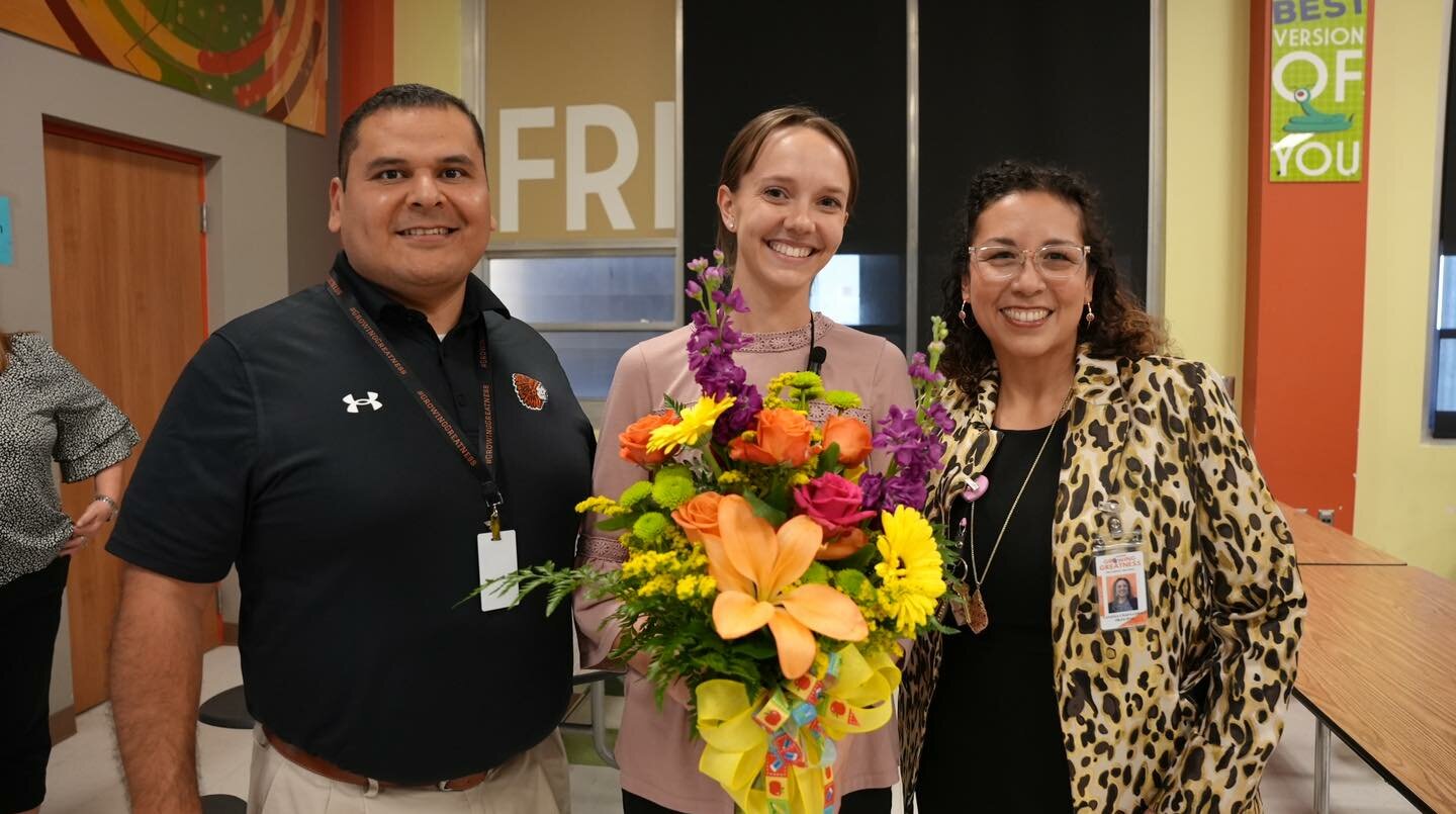 Dr. A with Gonzales Elementary Teacher of the Year Julie Belin and Principal Nikki Nerada.

Dr. A with Gonzales North Avenue Teacher of the Year Alexandra Finch and Principal Vanessa Chapa-Gibson.