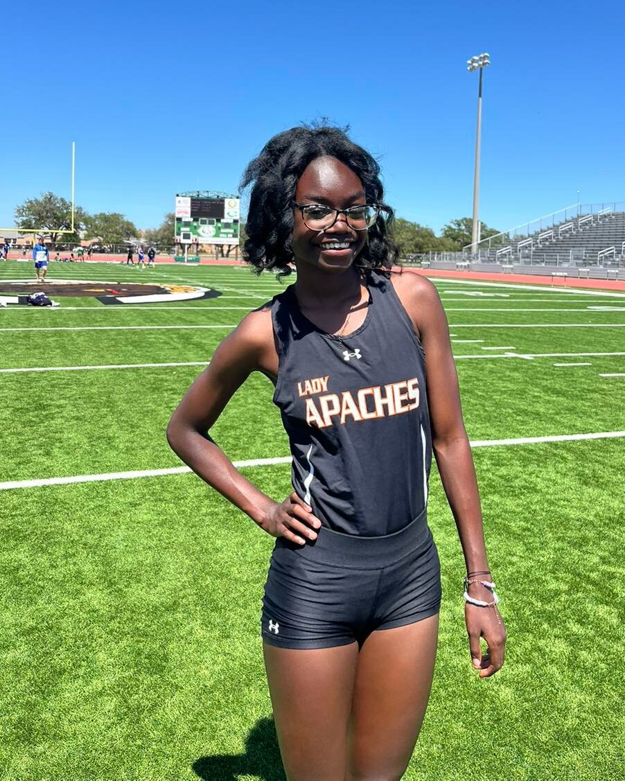 Senior Tiana Smith took home the district title in the triple jump at the Cuero meet and will compete in the area meet at Canyon Lake High School.