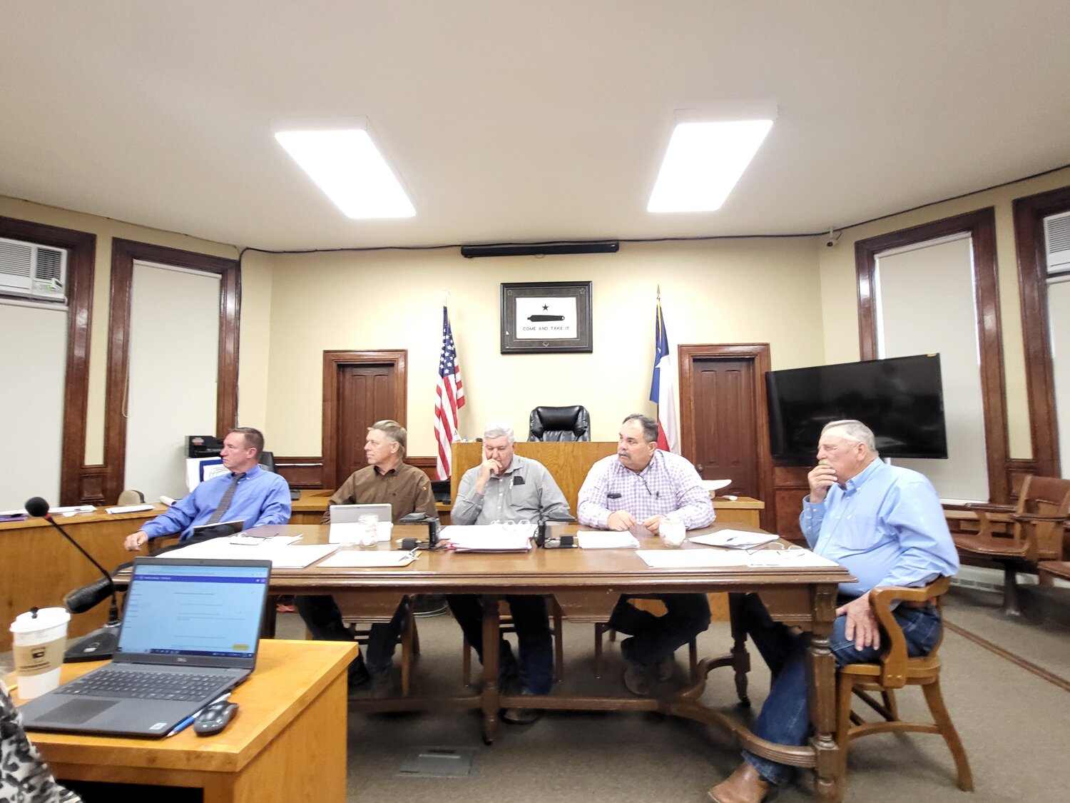 Gonzales County commissioners listen to a presentation on potential changes to the subdivision ordinance.