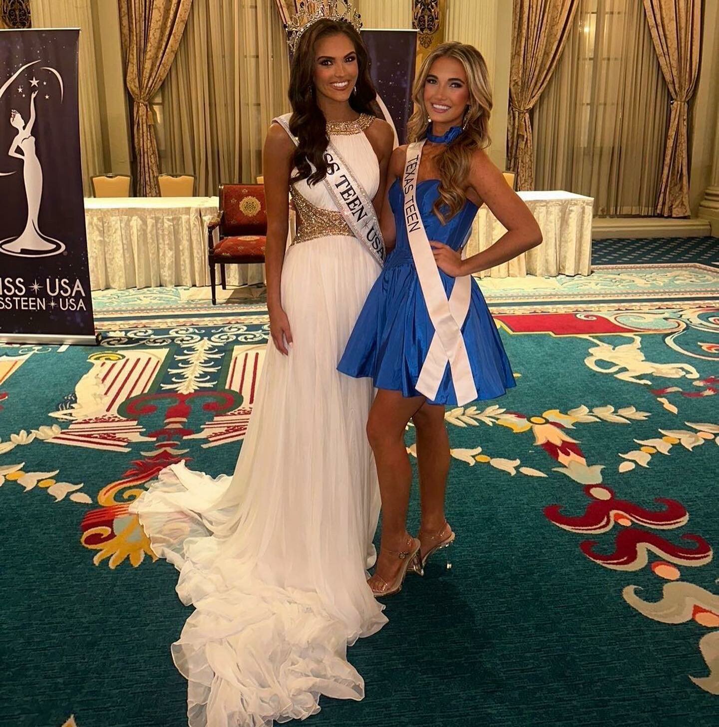 Miss Teen Texas Dallyn Pesek, right, with her roommate and new Miss Teen USA Addie Carver, who is also the reigning Miss Teen Mississippi.