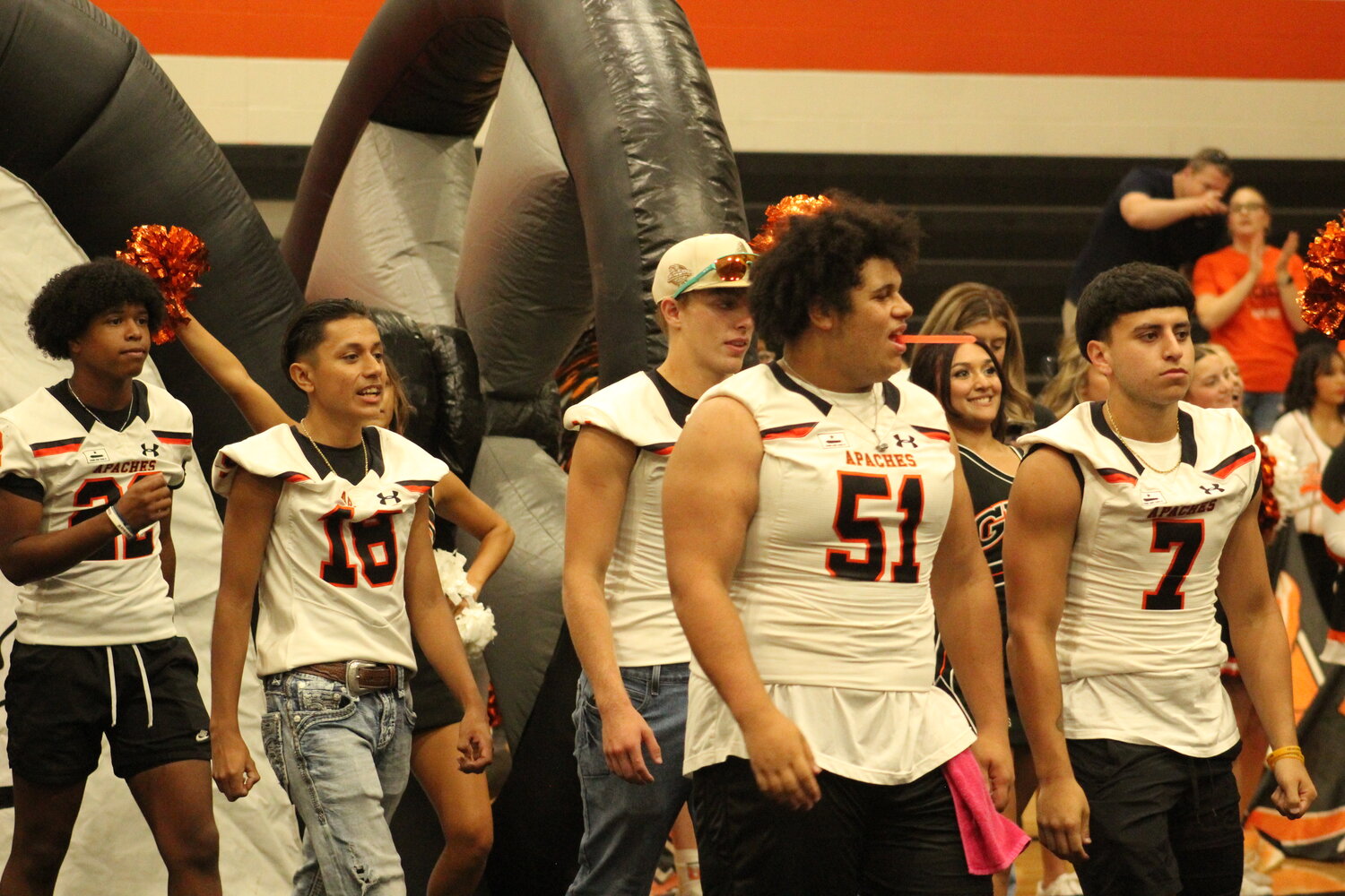 Gonzales High School host Meet the Apaches at the Apache Gym Friday, Aug. 9. The event showcased the 2024 Fall Sports teams from football, volleyball, tennis, cross-country, cheerleading, the Mighty Apache Band, and the Apache Flames dance crew.