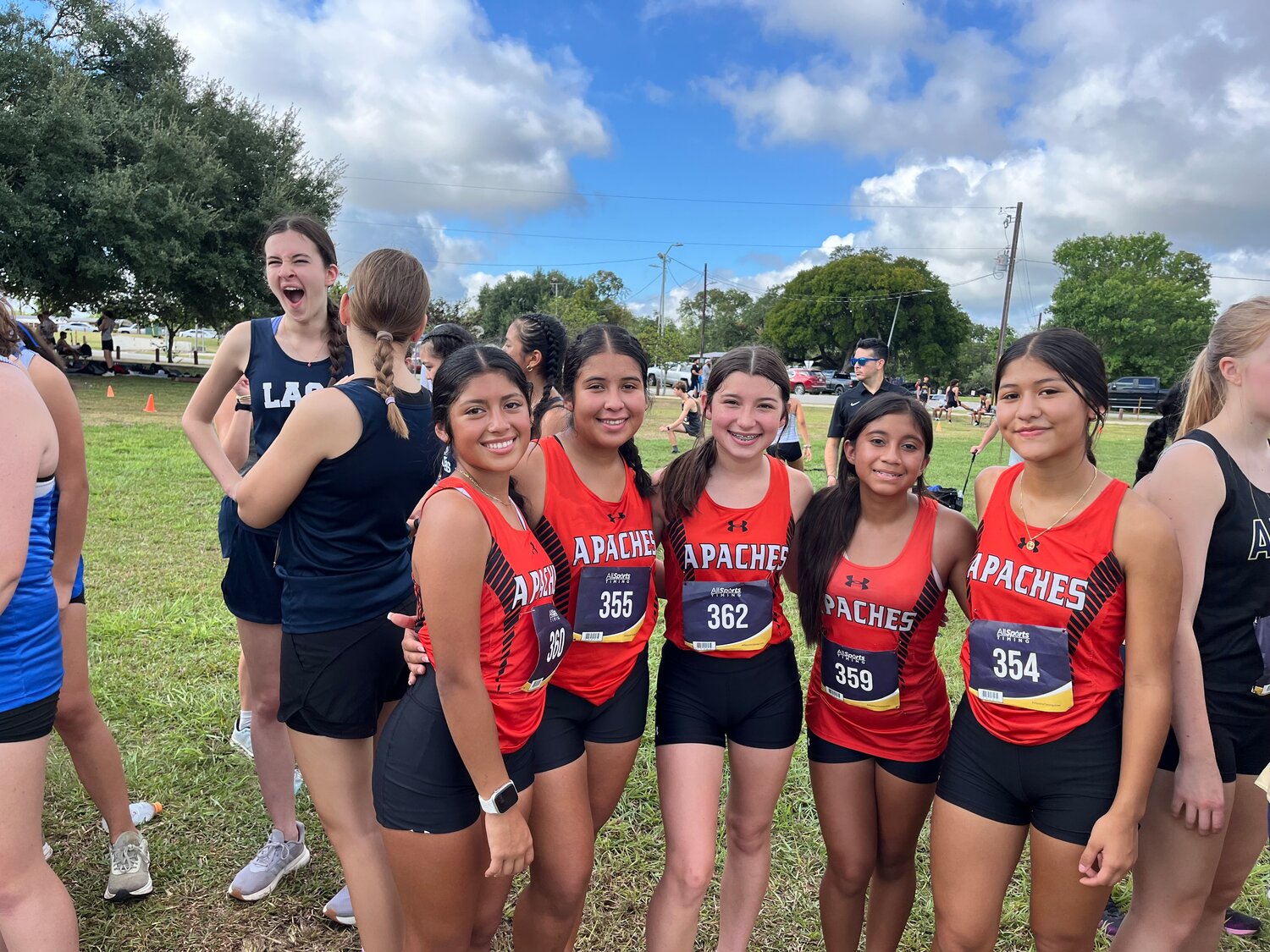 The 2024 Gonzales Lady Apaches cross-country
at the Lockhart meet.