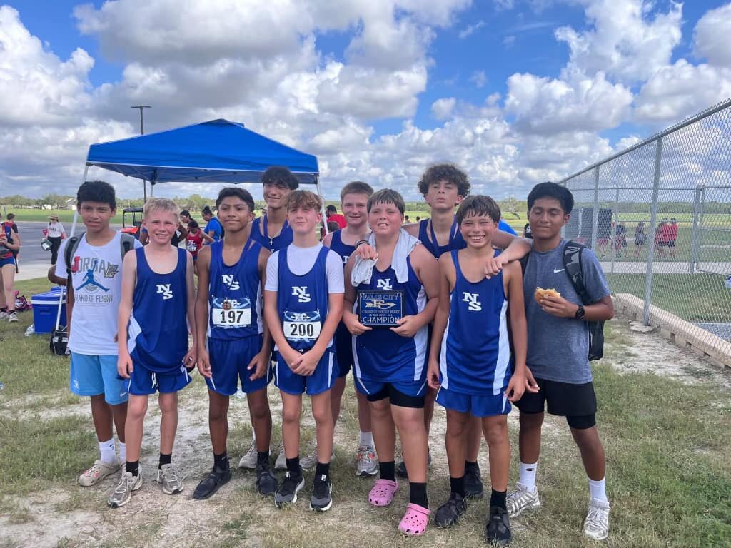 The Nixon-Smiley Mustangs junior high cross-country team took home first place at the Falls City meet Saturday, Sept. 21.