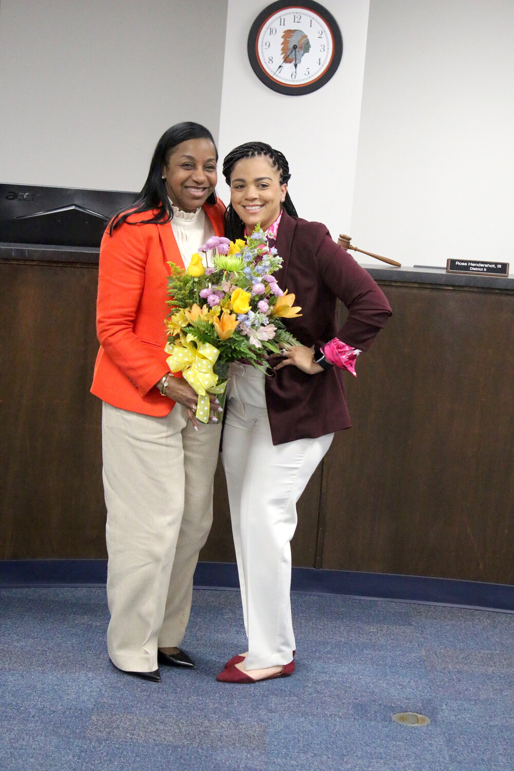 Dr. Dana Arreola is greeted by Gonzales City Councilmember Mariah Jordan.