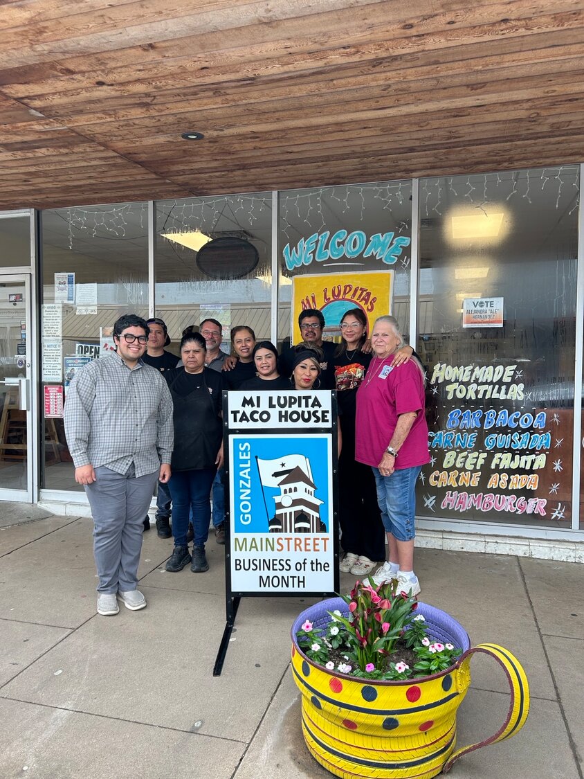 Gonzales Main Street members helped the Rodriguez family celebrate as Mi Lupita’s was named the Business of the Month for May 2025. The restaurant, which has been in business since 2006, has become a local favorite, winning many Readers Choice awards.