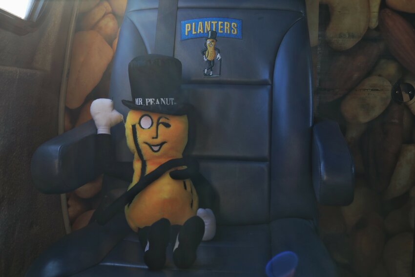 Mr. Peanut has his own seat in the NUTmobile.