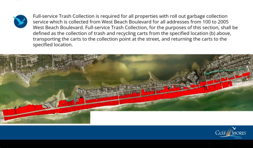 Featured above are the lots on West Beach Boulevard that will be affected by the ordinance amendment.