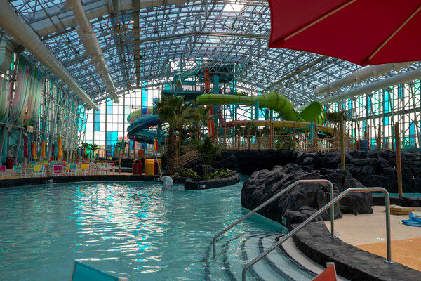 (Micah Green / GCM file photo) Tropic Falls, an indoor water park with a convertible glass roof that creates a tropical paradise year-round, features towering 75-foot water slides and Big Water Bay, a massive wave pool with a surf simulator.