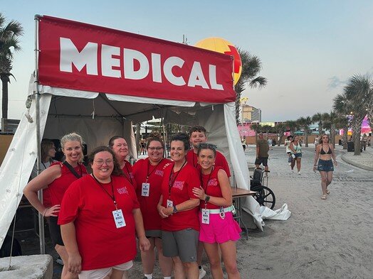 Medical tents were set up throughout the festival site. Here, a group of Coastal Alabama Community College nursing program students volunteered together.