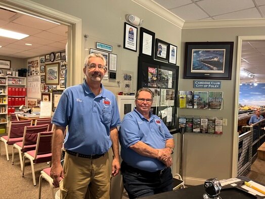 Volunteers Ben Peters and Bruce Gillen are always available to answer questions and even make repairs to the model train exhibit.