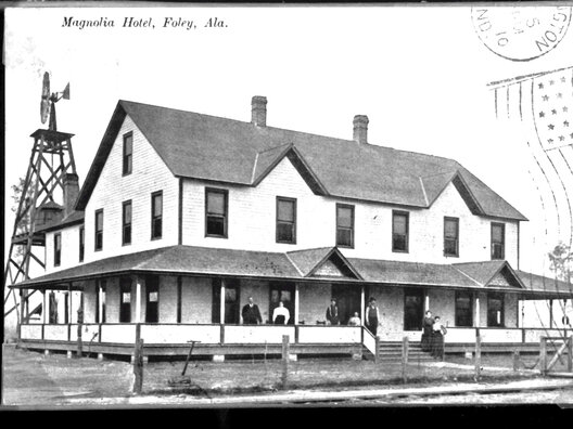 Hotel Magnolia was built in 1906 for guests at the end of the rail line from Bay Minette to Foley.