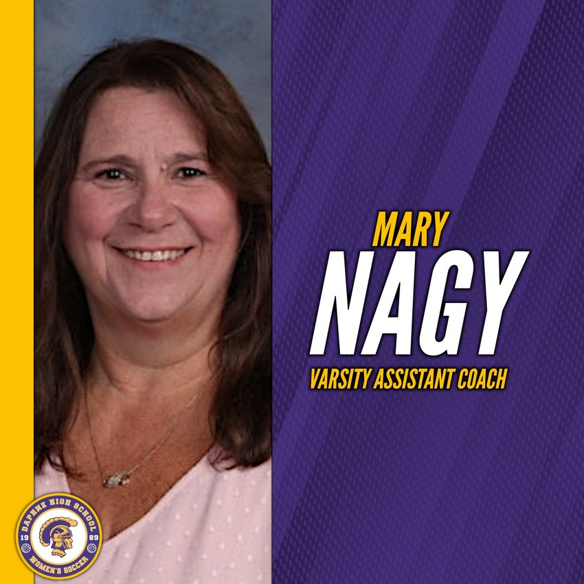 Mary Nagy was announced as a varsity assistant coach for the Daphne girls' soccer program. Nagy comes from Mississippi where she spent 16 years coaching at the 5A level and had numerous athletes continue their careers at the next level.