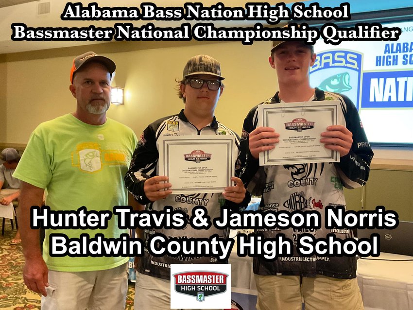 Baldwin County High School&rsquo;s Hunter Travis and Jameson Norris were joined by Chance and Noah Bryars in qualifying for the Alabama Bass Nation High School Bassmaster National Championship after last weekend&rsquo;s state championships on Lake Eufala.