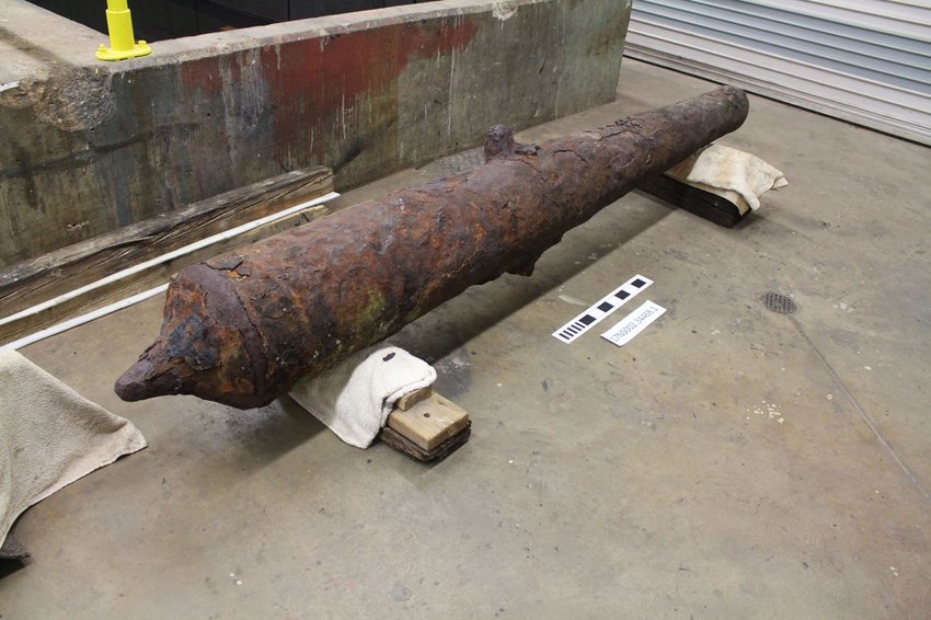 PHOTO PROVIDED  A cannon found in Spanish Fort will soon be placed on display at City Hall. The gun was found in 2017 and was recently returned to the city after work in Florida to preserve the artifact.