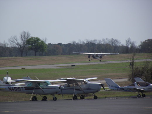An airplane lands on the runway at the H.L. &quot;Sonny&quot; Callahan Airport in Fairhope. The Federal Aviation Administration is providing a $4.8-million grant to improve the runways at the airport, city officials said.
