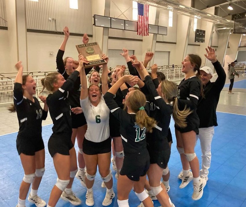 The Bayshore Christian Eagles celebrate their third straight regional title after a 3-1 win over G.W. Long Friday afternoon in Montgomery. Bayshore Christian will open the state tournament against Fyffe Tuesday, Oct. 25.