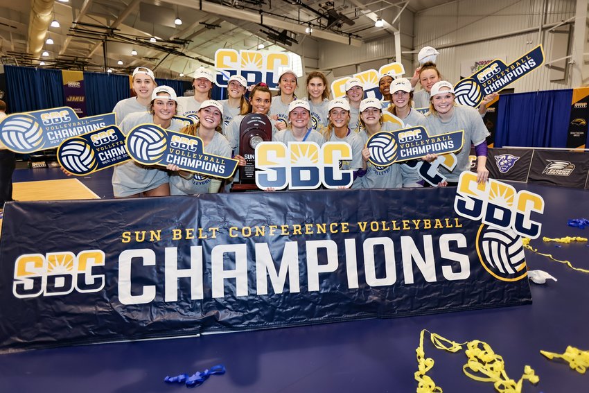 The James Madison Dukes won the Sun Belt Conference volleyball tournament championship Saturday at the Foley Event Center in their first season in the conference. Caroline Dozier was named to the all-tournament team where Sophie Davis was named the tournament&rsquo;s most outstanding player.
