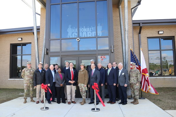 Baldwin County and Alabama National Guard officials take part in the dedication of the new 30,540-square-foot armory in Foley. The center opened Monday, Jan. 23, after a 14-year effort. The facility off the Baldwin Beach Express was built at a cost $13.4 million.