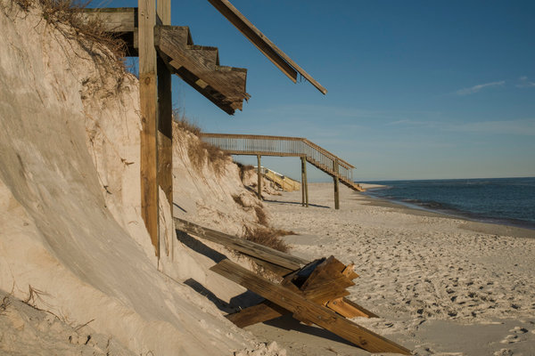 Stairs going to the beach are seen on West Beach in Gulf Shores on Friday afternoon.