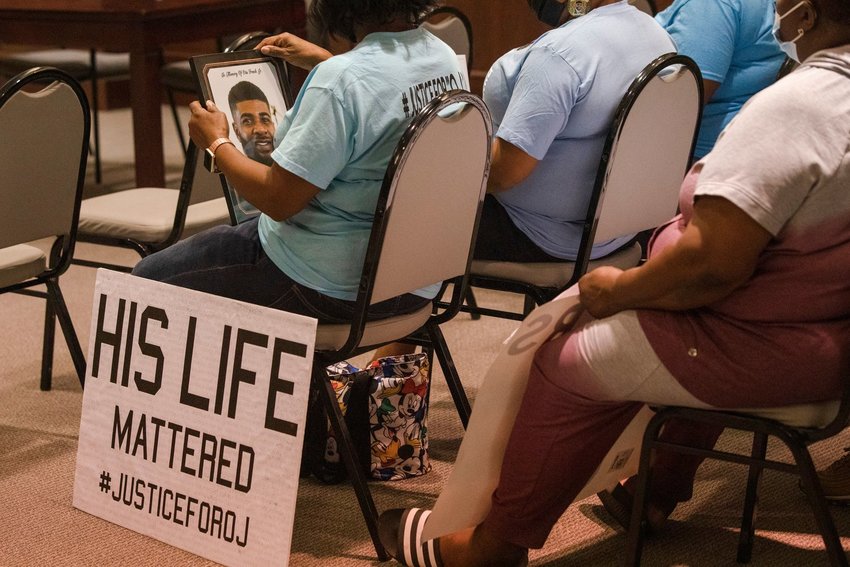 Community members gathered last year to demand answers after the shooting death of Otis French Jr. by a Bay Minette Police officer. The case was closed this week after officials did not find enough evidence to charge the officer with a crime.