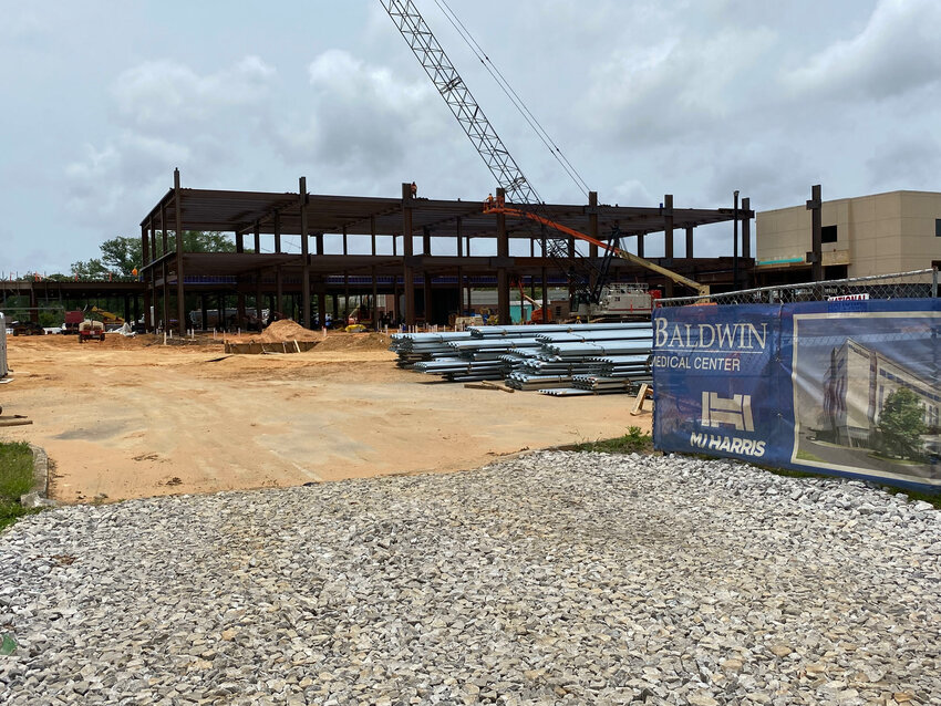Construction continues at South Baldwin Regional Medical Center. The city of Foley is studying a plan to create a medical overlay district in the area near the hospital.